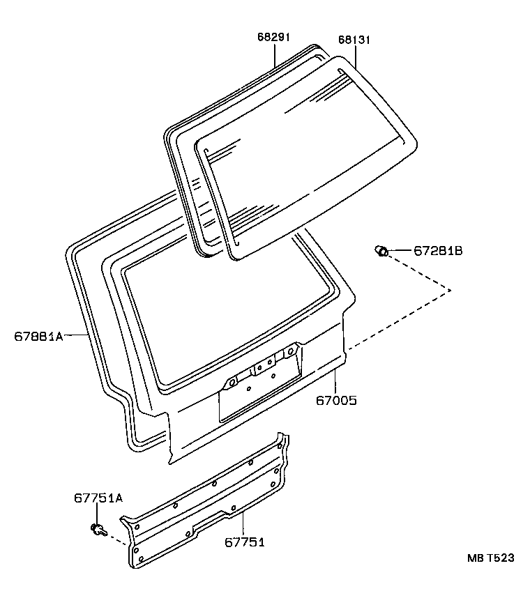 68105-91C01 GLASS, BACK DOOR product image
