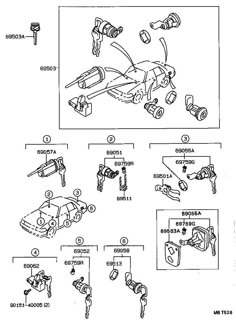 69005-20810 CYLINDER SET, LOCK product image