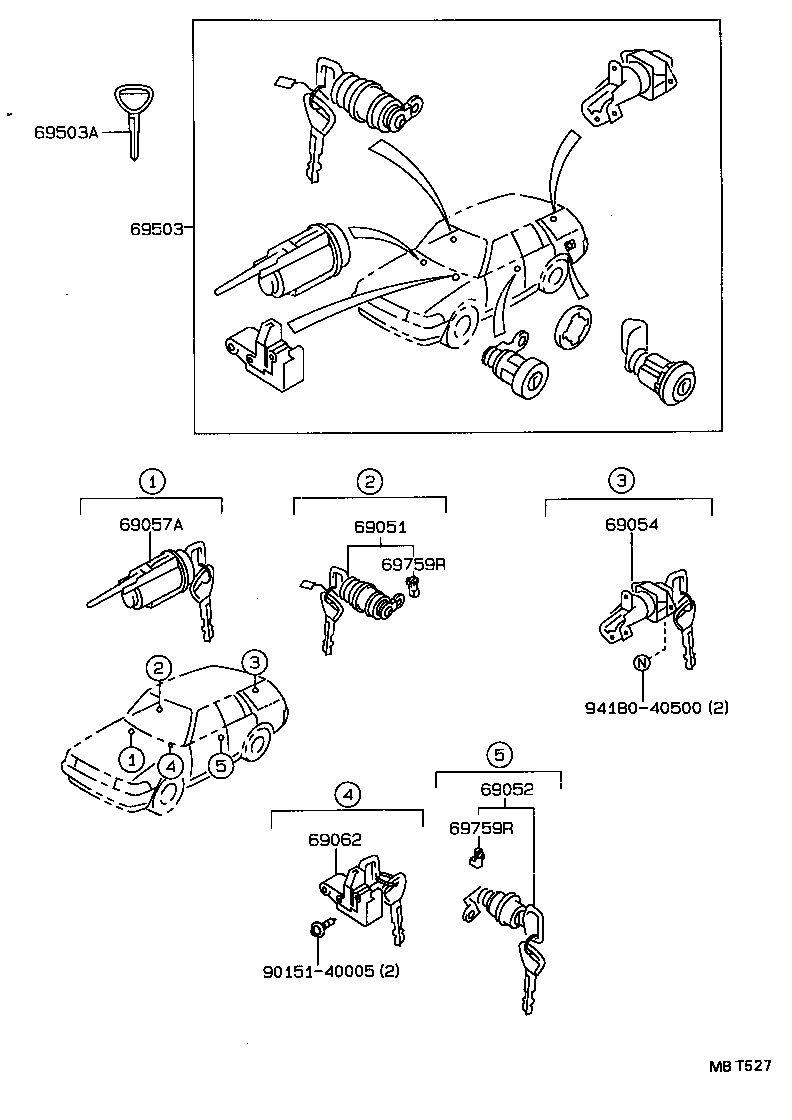 69005-20820 CYLINDER SET, LOCK product image