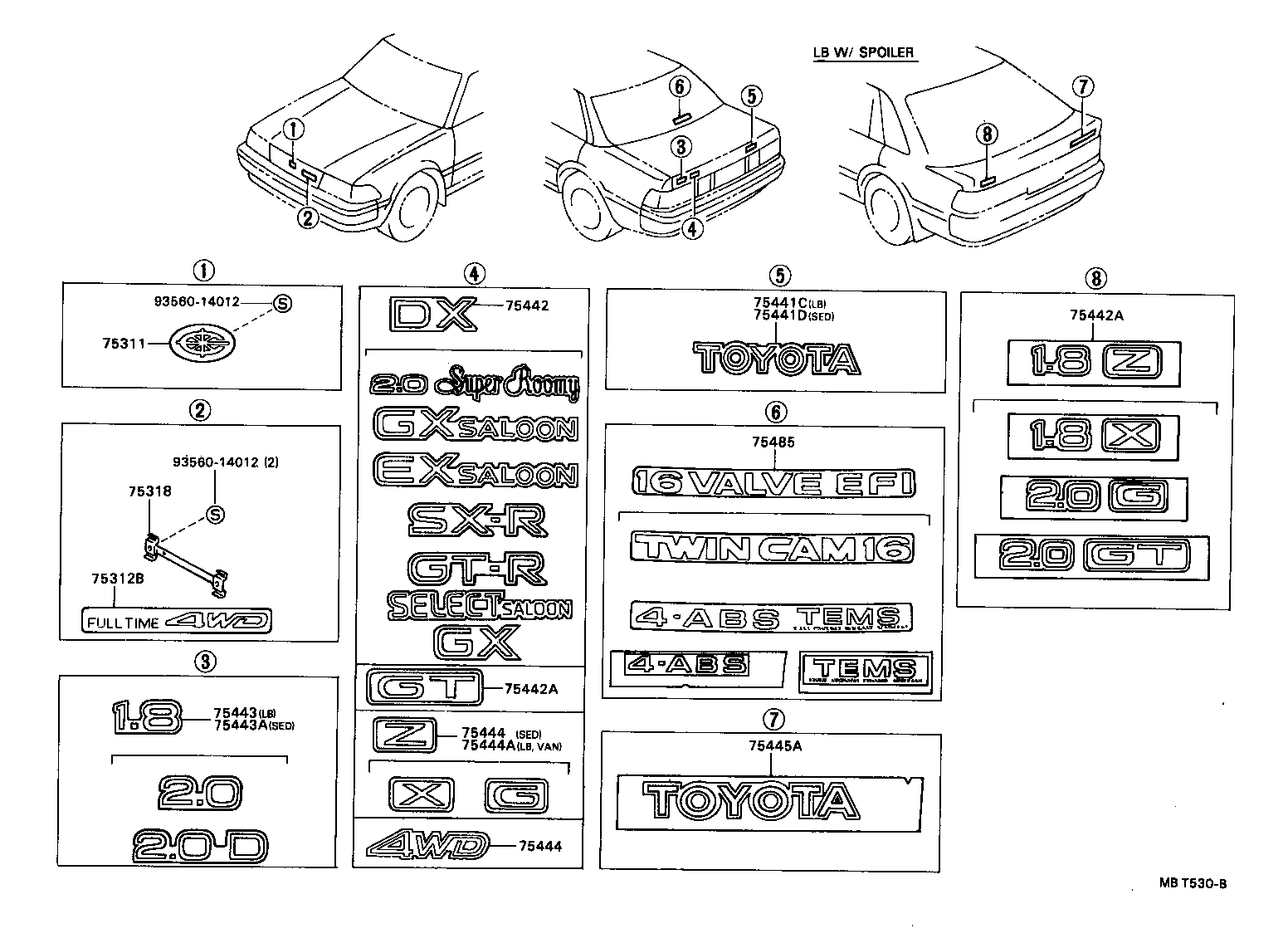 75442-20760 PLATE, LUGGAGE COMPARTMENT DOOR NAME, NO.2 product image