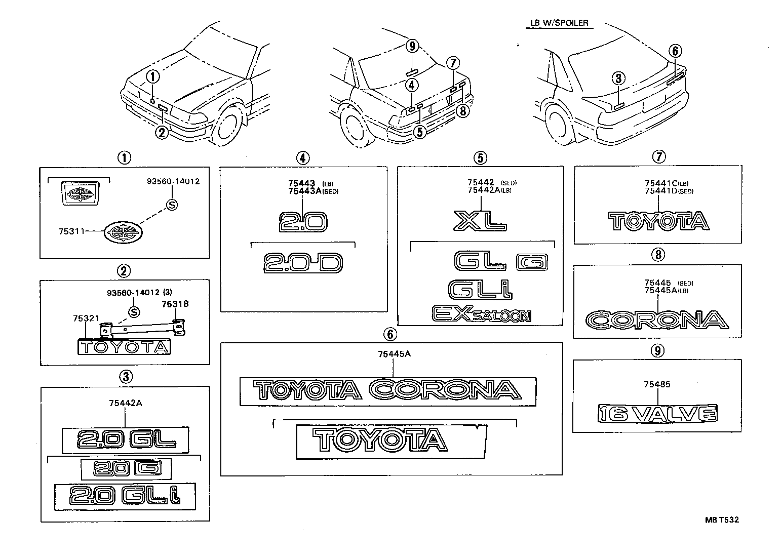 75321-20630 PLATE, RADIATOR GRILLE OR FRONT PANEL NAME product image