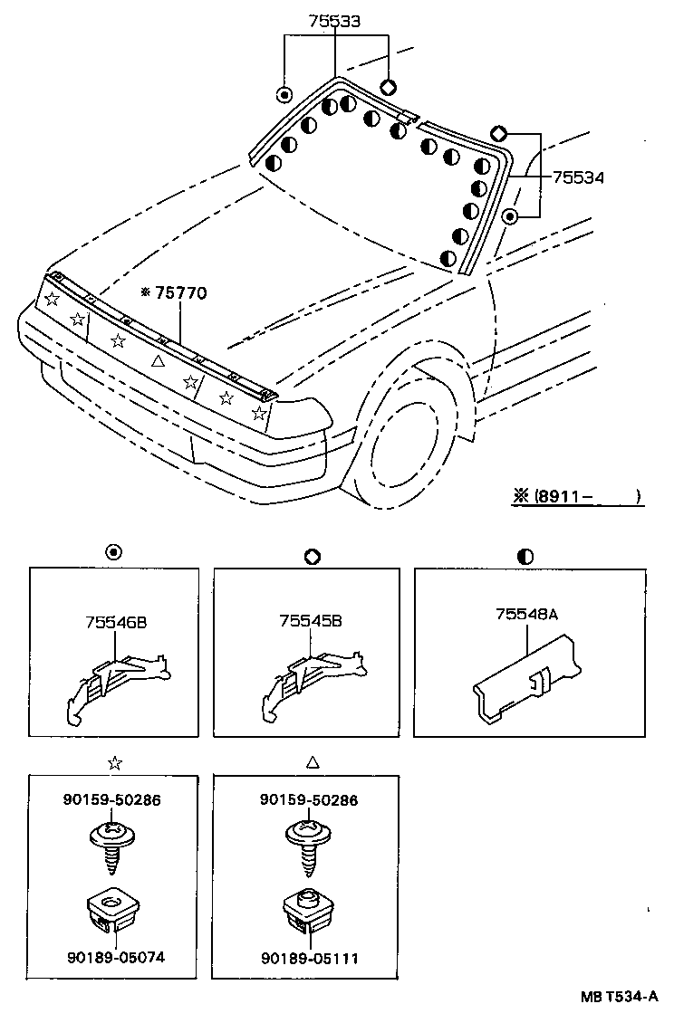 75770-20110 MOULDING ASSY, HOOD, FRONT product image