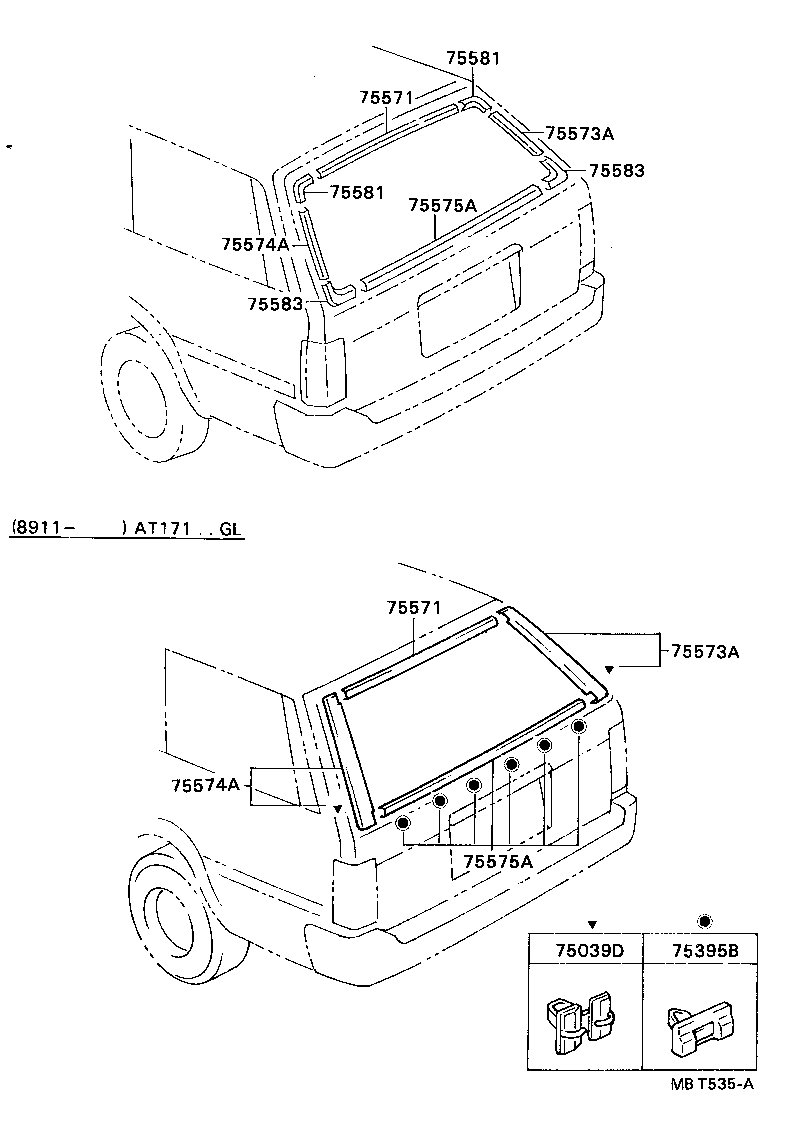 75571-20280 MOULDING, BACK WINDOW, OUTSIDE UPPER product image