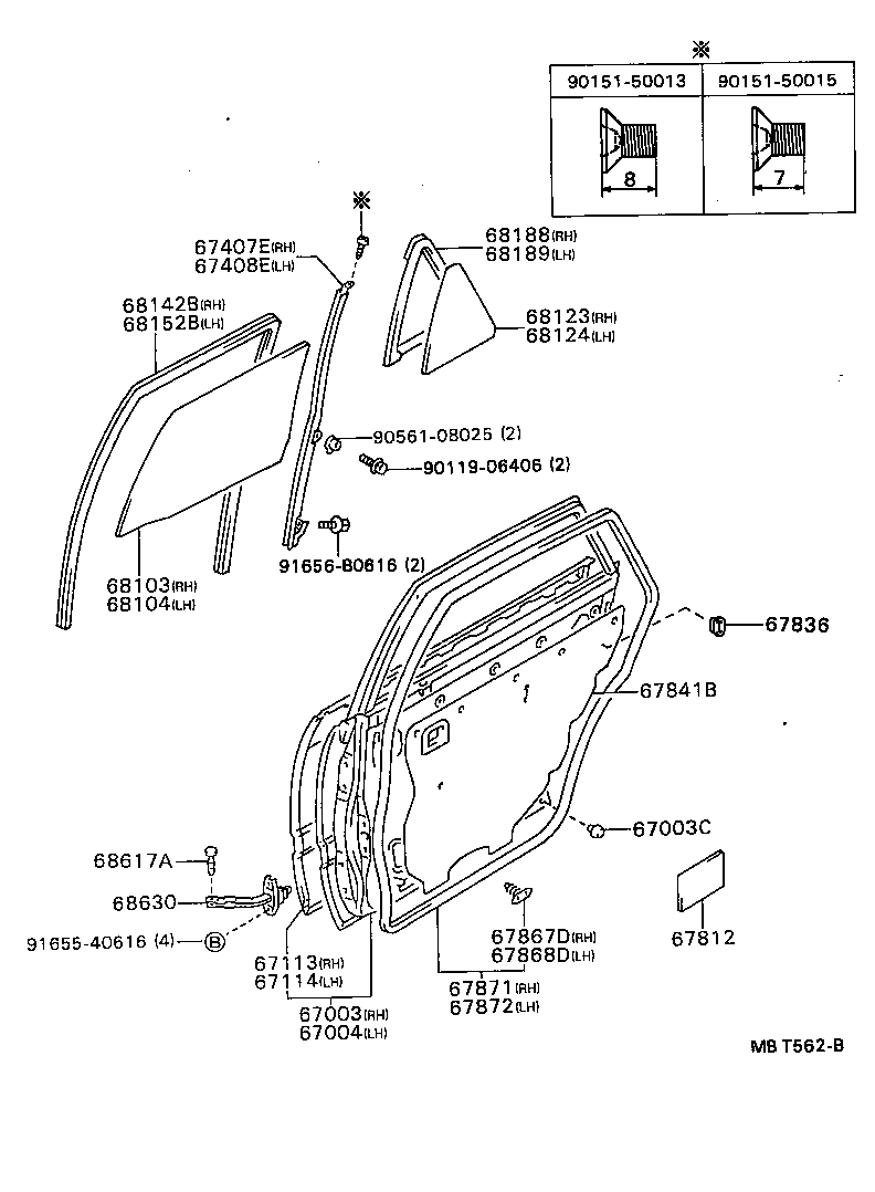 68113-20380 GLASS SUB-ASSY, REAR DOOR, RH product image
