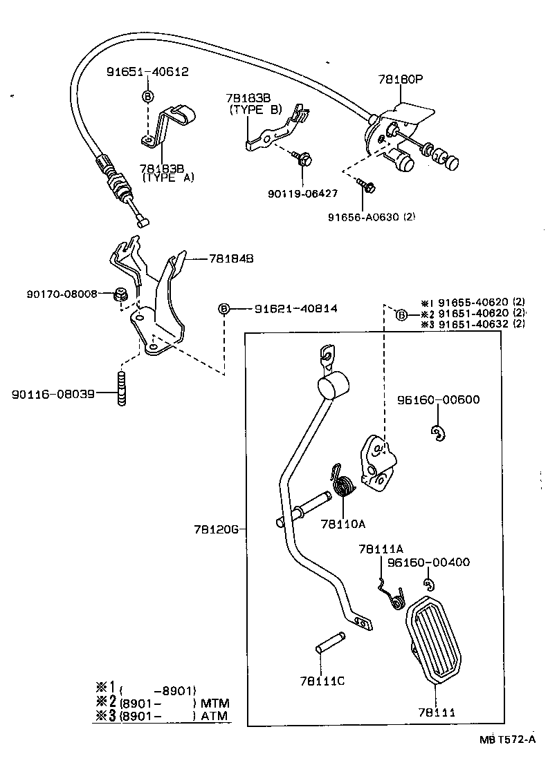 78189-32041 SUPPORT, ACCELERATOR CONTROL CABLE, NO.2 product image