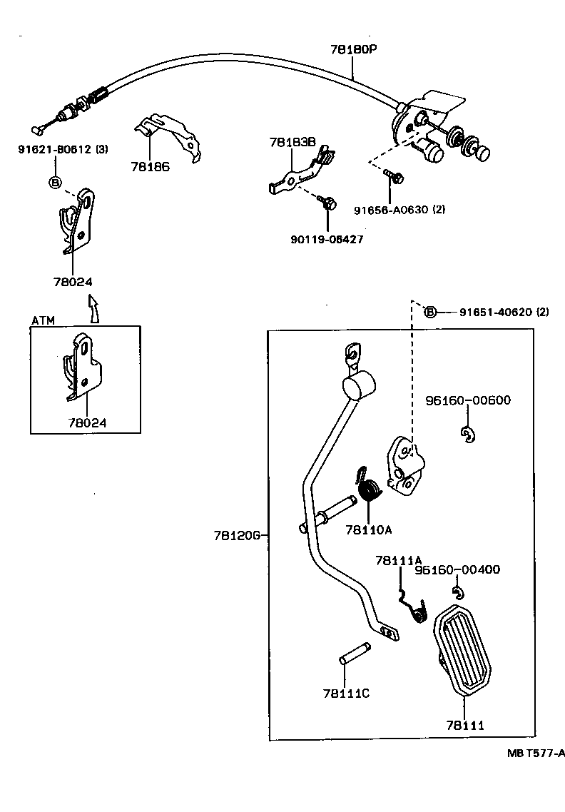 78189-32041 SUPPORT, ACCELERATOR CONTROL CABLE, NO.2 product image