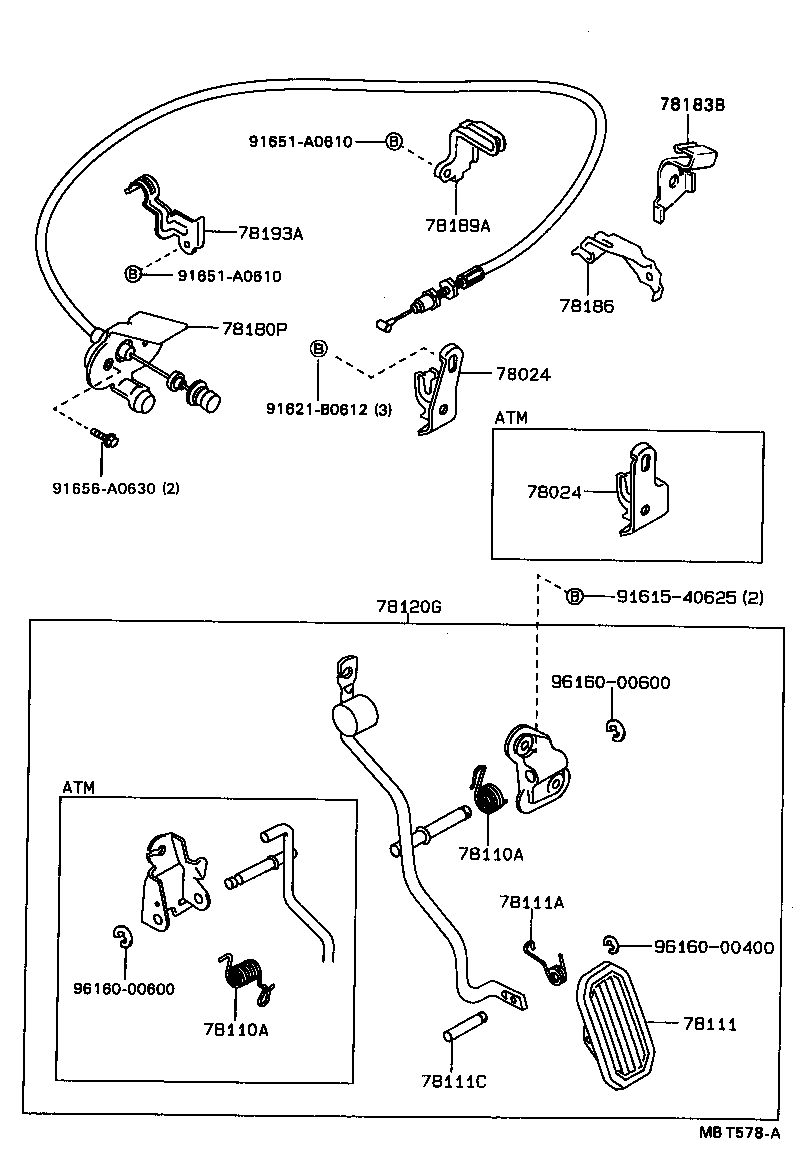 78189-32041 SUPPORT, ACCELERATOR CONTROL CABLE, NO.2 product image