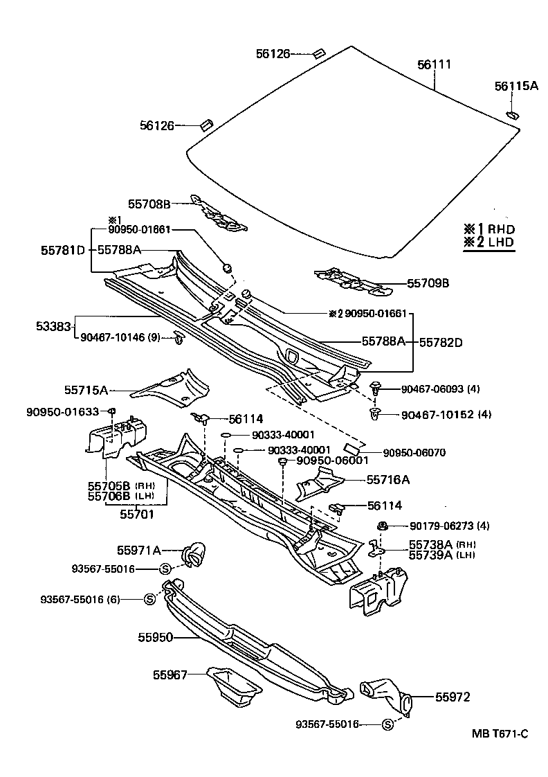 53383-50010 SEAL, HOOD TO COWL TOP product image