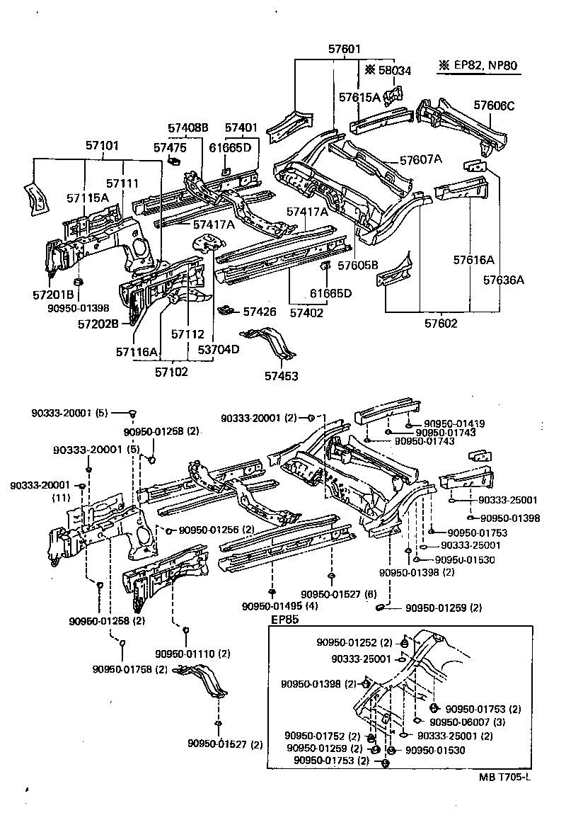 57602-10100 MEMBER SUB-ASSY, REAR FLOOR SIDE, LH product image