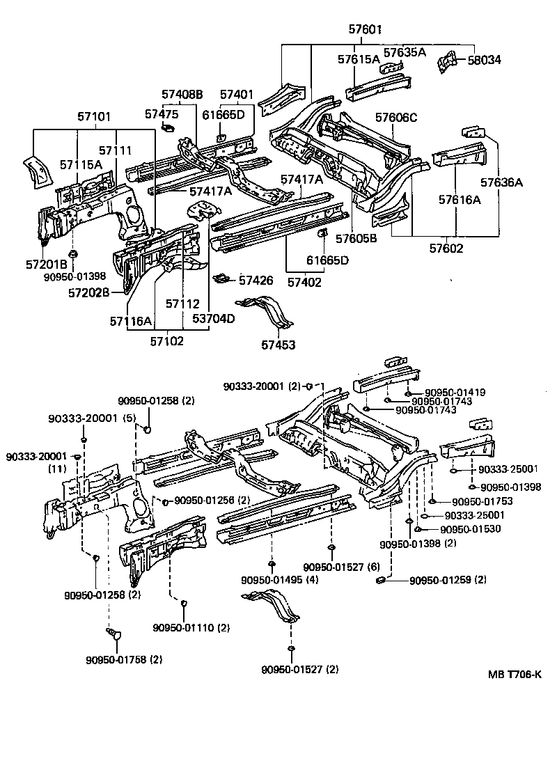 57102-10370 MEMBER SUB-ASSY, FRONT SIDE, LH product image