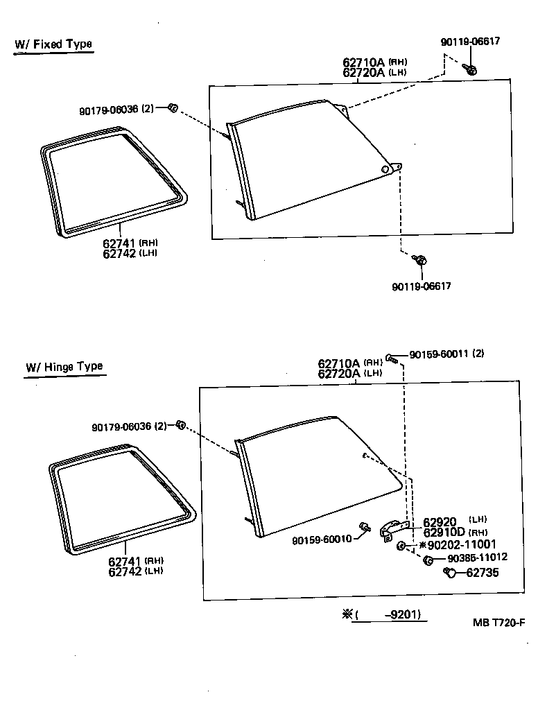 62720-10190 WINDOW ASSY, QUARTER, LH product image