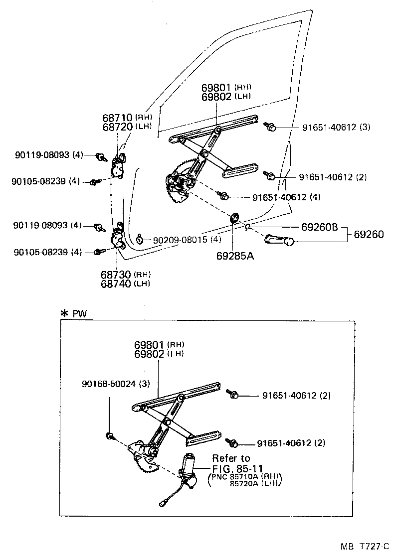 69810-10080 REGULATOR SUB-ASSY, FRONT DOOR WINDOW, RH product image