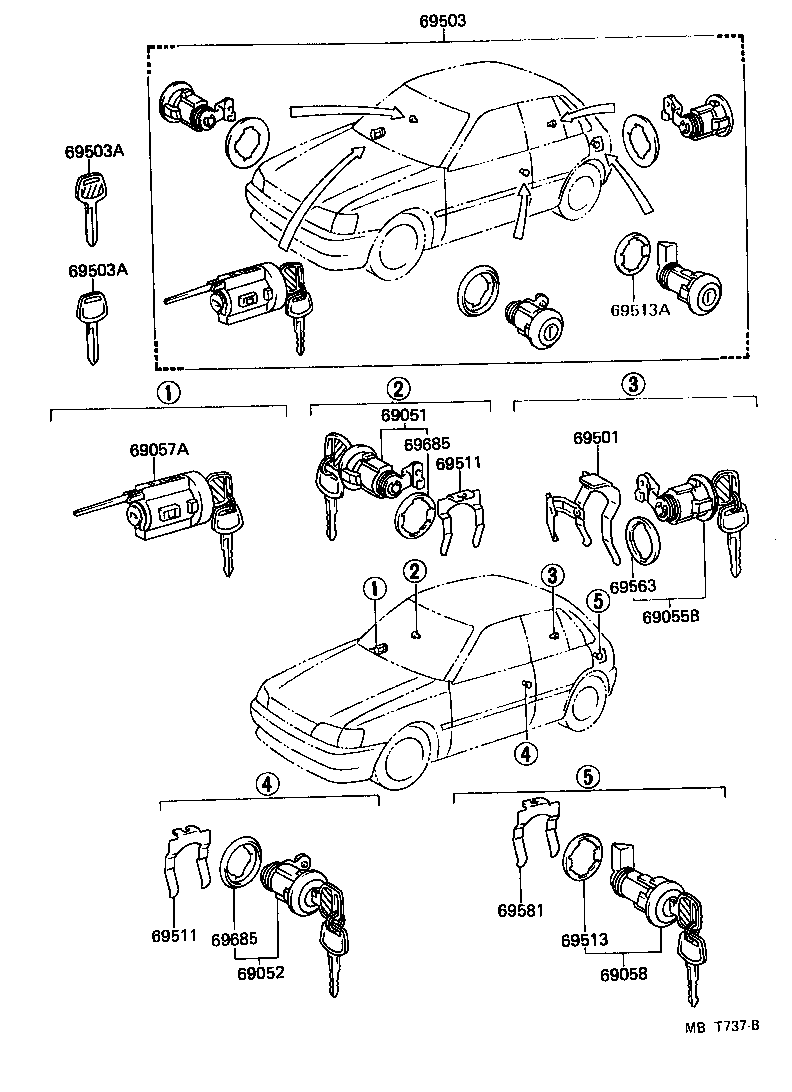69005-10260 CYLINDER SET, LOCK product image