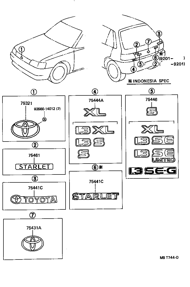 75321-10360 PLATE, RADIATOR GRILLE OR FRONT PANEL NAME product image