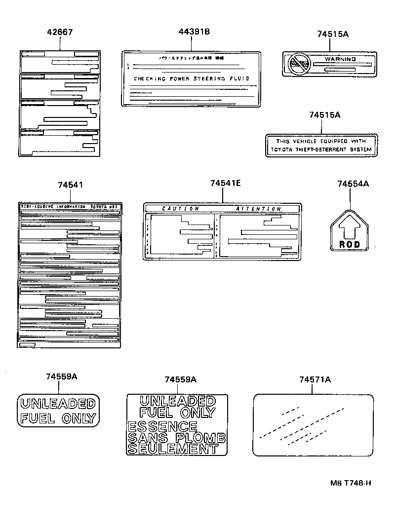 Toyota 74559-50010 PLATE, FUEL CAUTION
