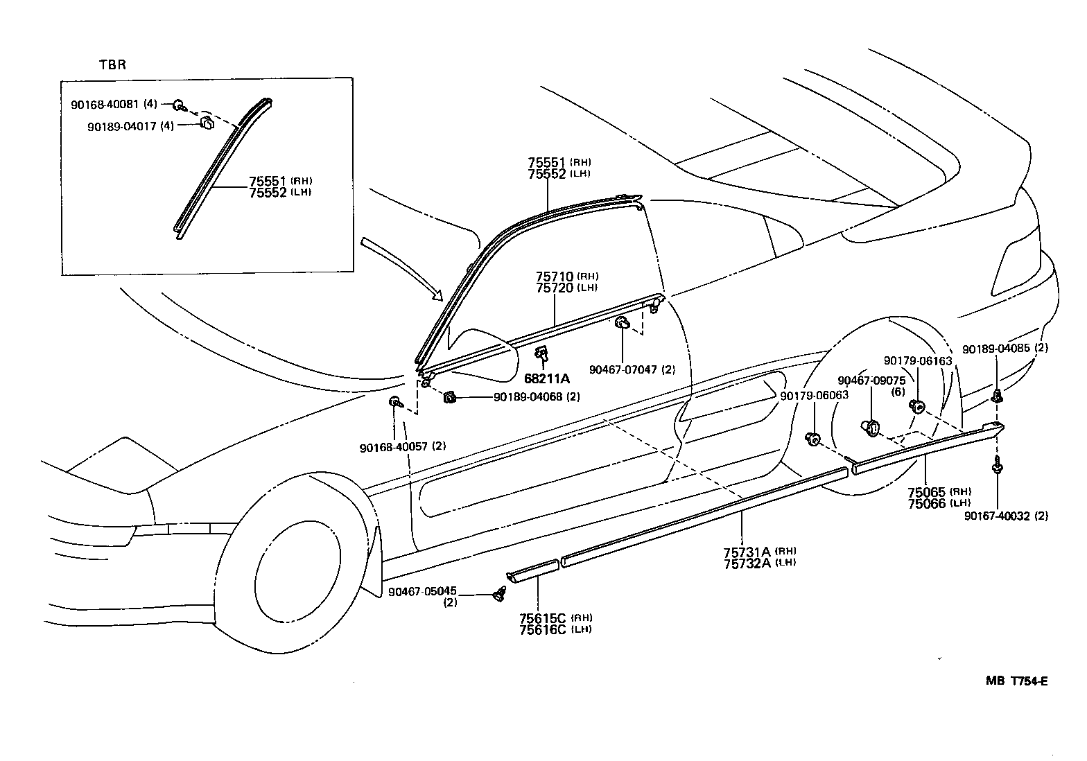 Toyota 75710-17020 MOULDING ASSY, FRONT DOOR BELT, RH