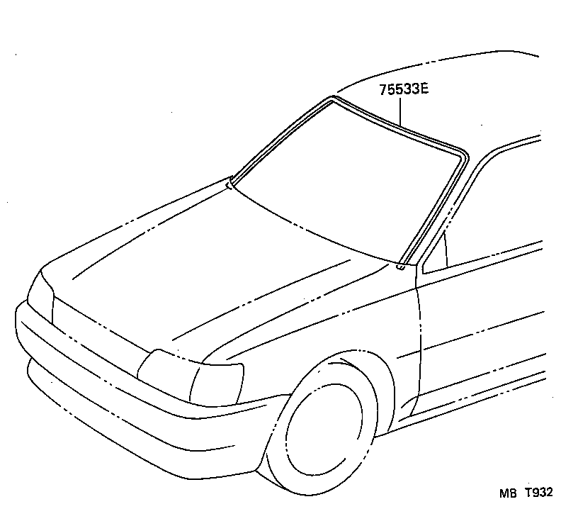 75533-10080 MOULDING, WINDSHIELD, OUTSIDE product image