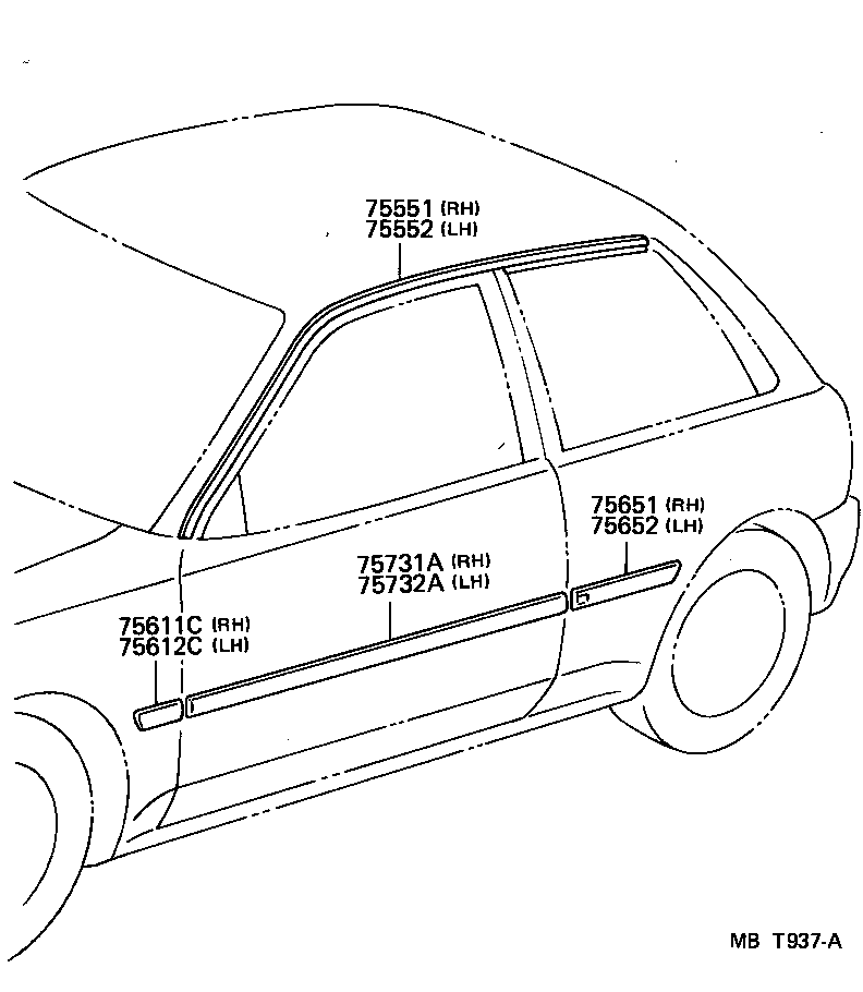 75552-10110 MOULDING, ROOF DRIP SIDE FINISH, LH product image