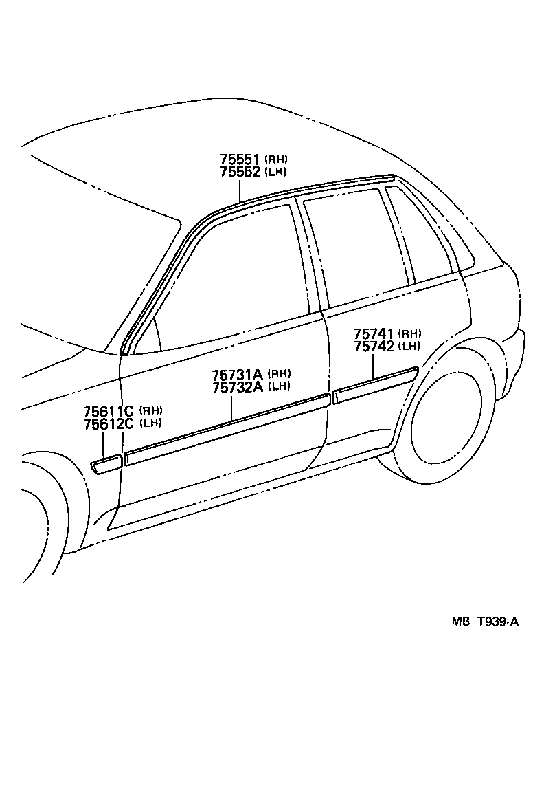 75552-10110 MOULDING, ROOF DRIP SIDE FINISH, LH product image