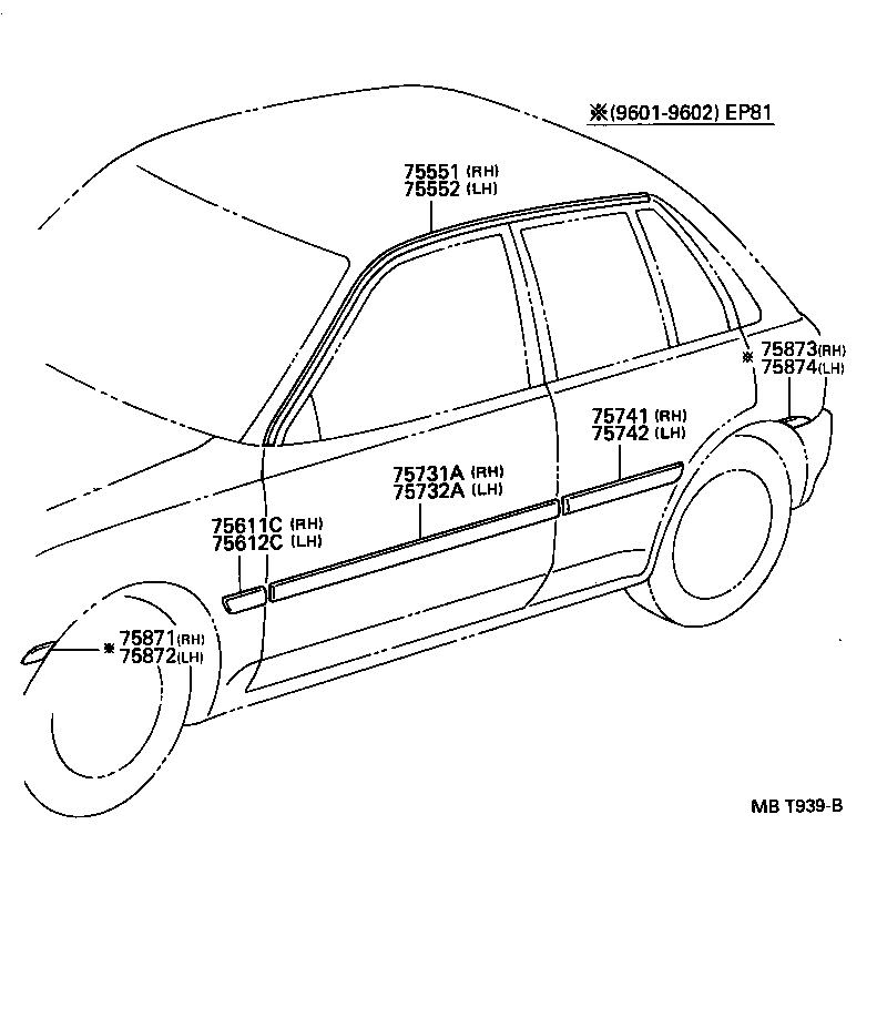 75873-10050 MOULDING, QUARTER PANEL WHEEL OPENING, RH product image