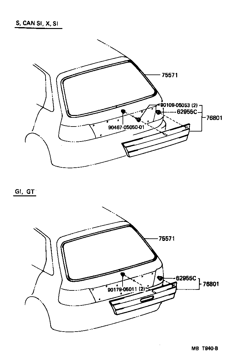 76801-10050 GARNISH SUB-ASSY, BACK DOOR, OUTSIDE product image