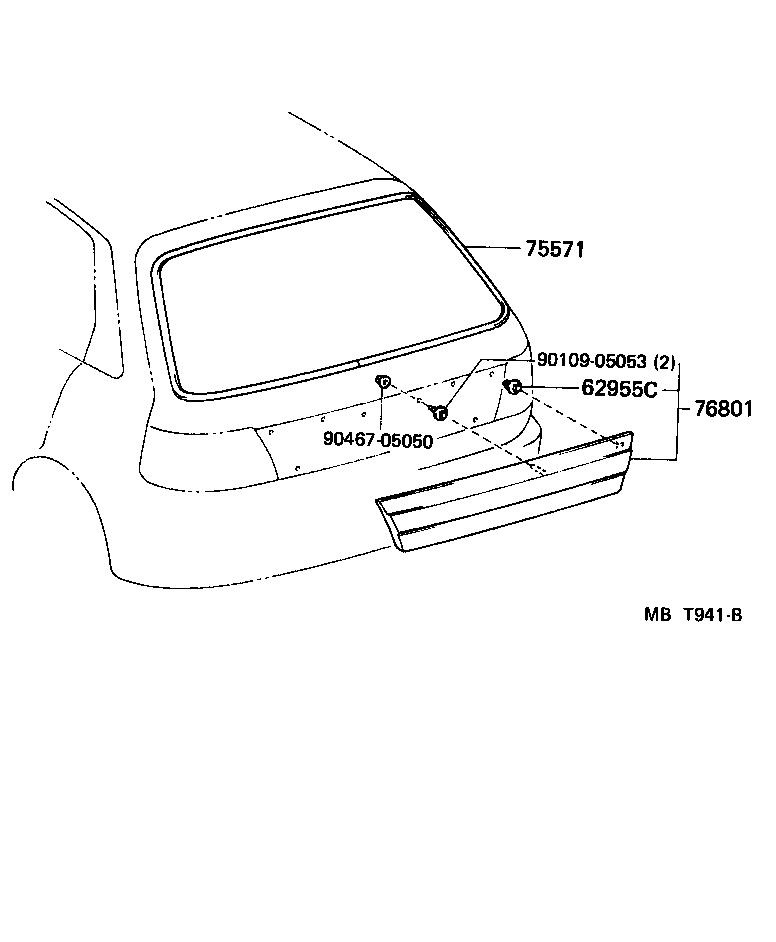 76801-10070 GARNISH SUB-ASSY, BACK DOOR, OUTSIDE product image