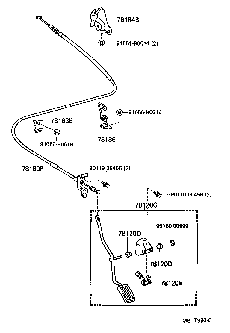 78183-16050 SUPPORT, ACCELERATOR CONTROL CABLE, NO.1 product image