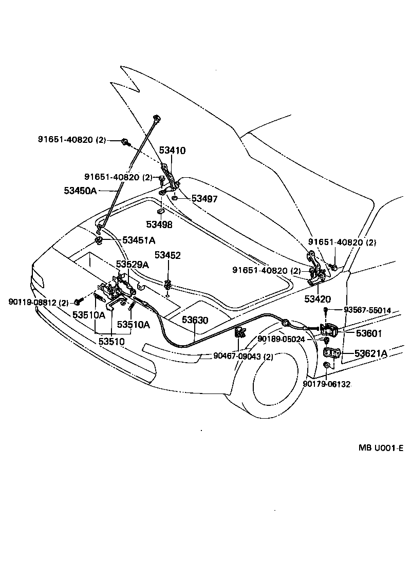 Toyota 53410-17040 HINGE ASSY, HOOD, RH