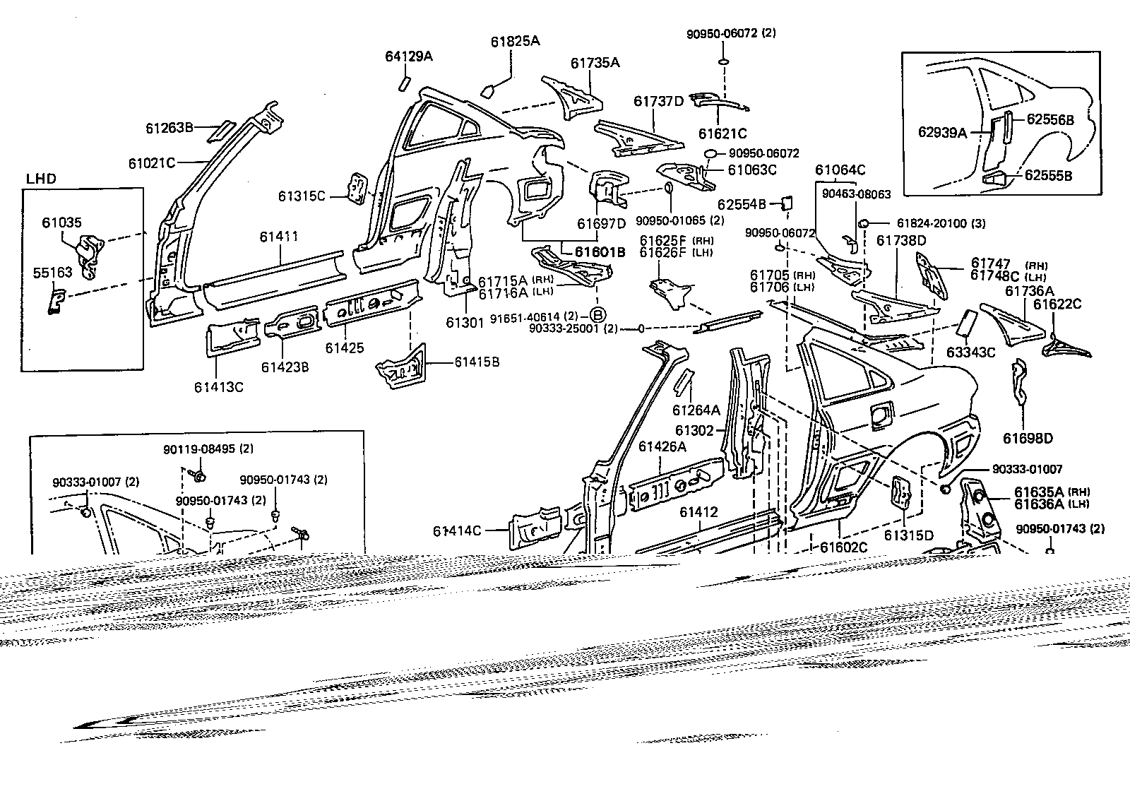 Toyota 61232-17040 RAIL, ROOF SIDE, INNER LH