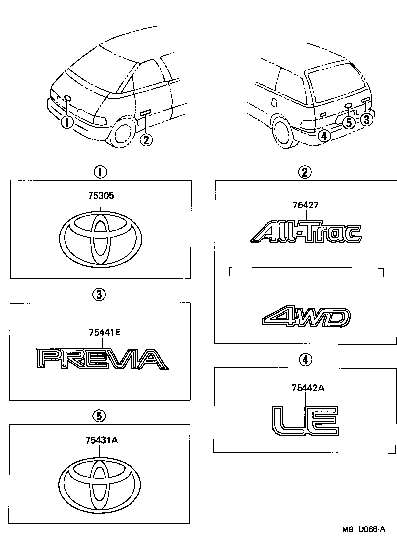 Toyota 75441-95D00 PLATE, BACK DOOR NAME, NO.1