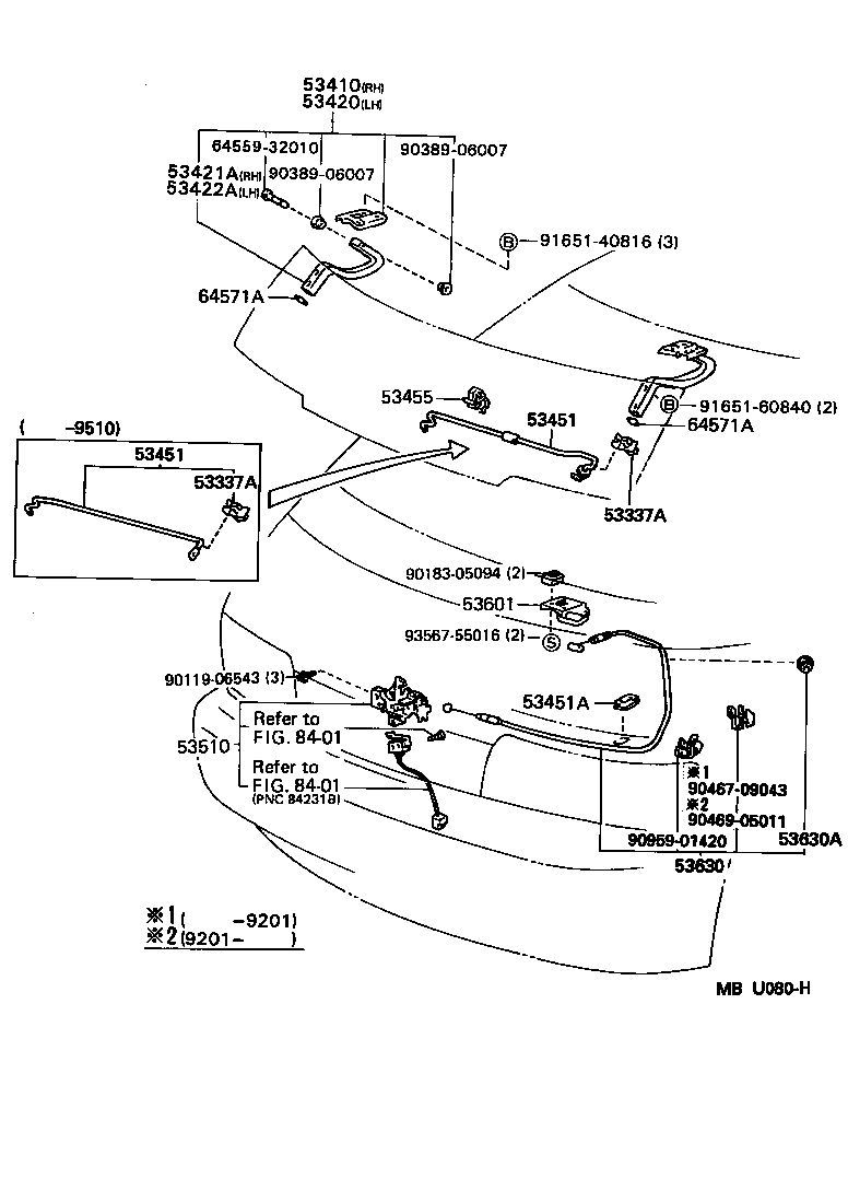 Toyota 53410-95D00 HINGE ASSY, HOOD, RH
