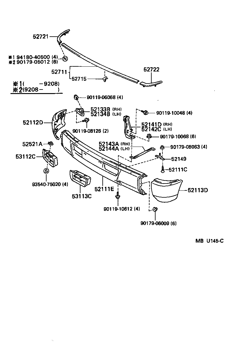 Toyota 52103-60110 EXTENSION, FRONT BUMPER, LH
