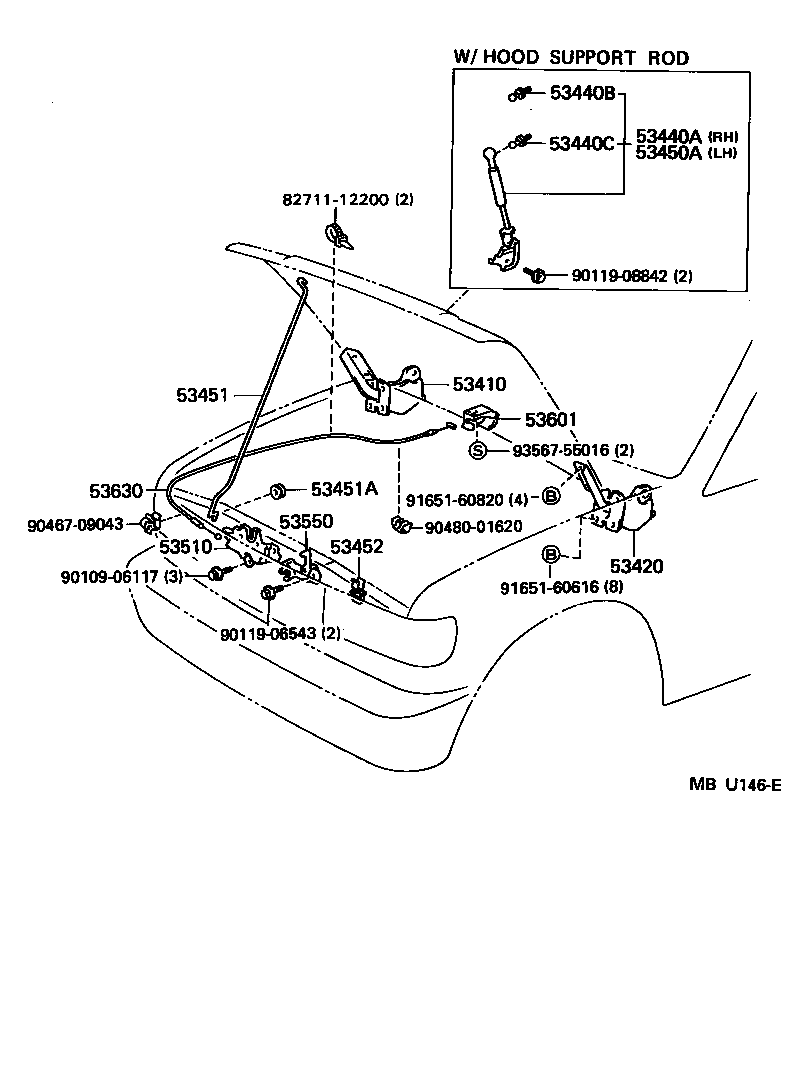 53630-60020 CABLE ASSY, HOOD LOCK CONTROL product image