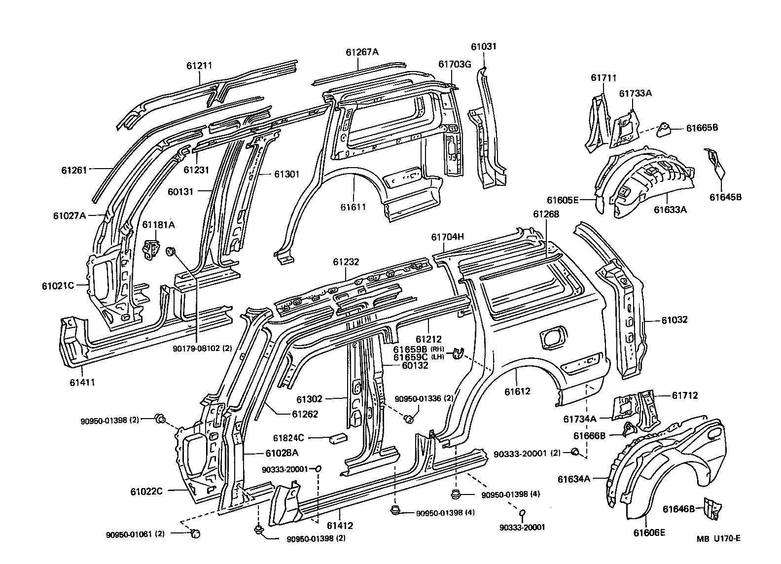 Toyota 61232-60012 RAIL, ROOF SIDE, INNER LH