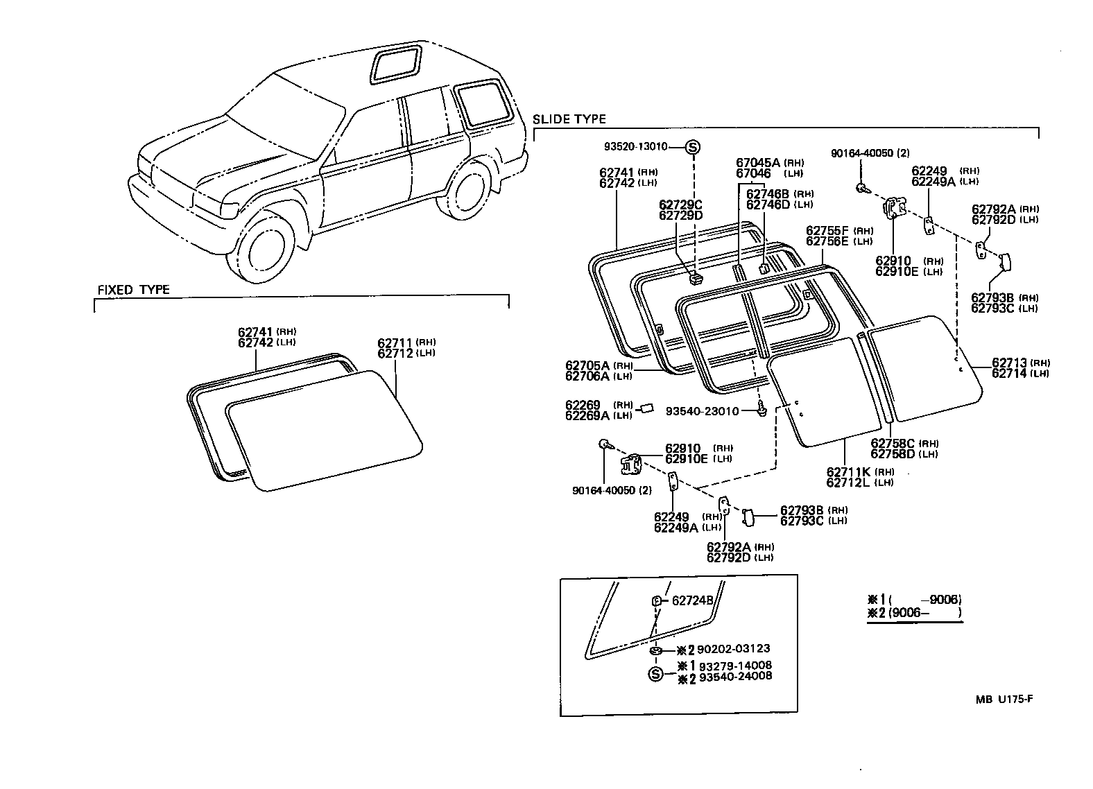 62711-60070 GLASS, QUARTER WINDOW, RH product image