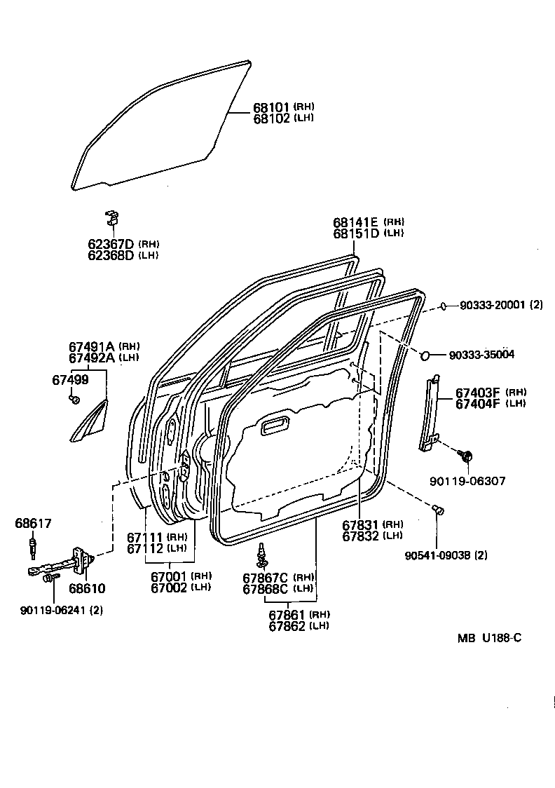 Toyota 67001-60360 PANEL SUB-ASSY, FRONT DOOR, RH