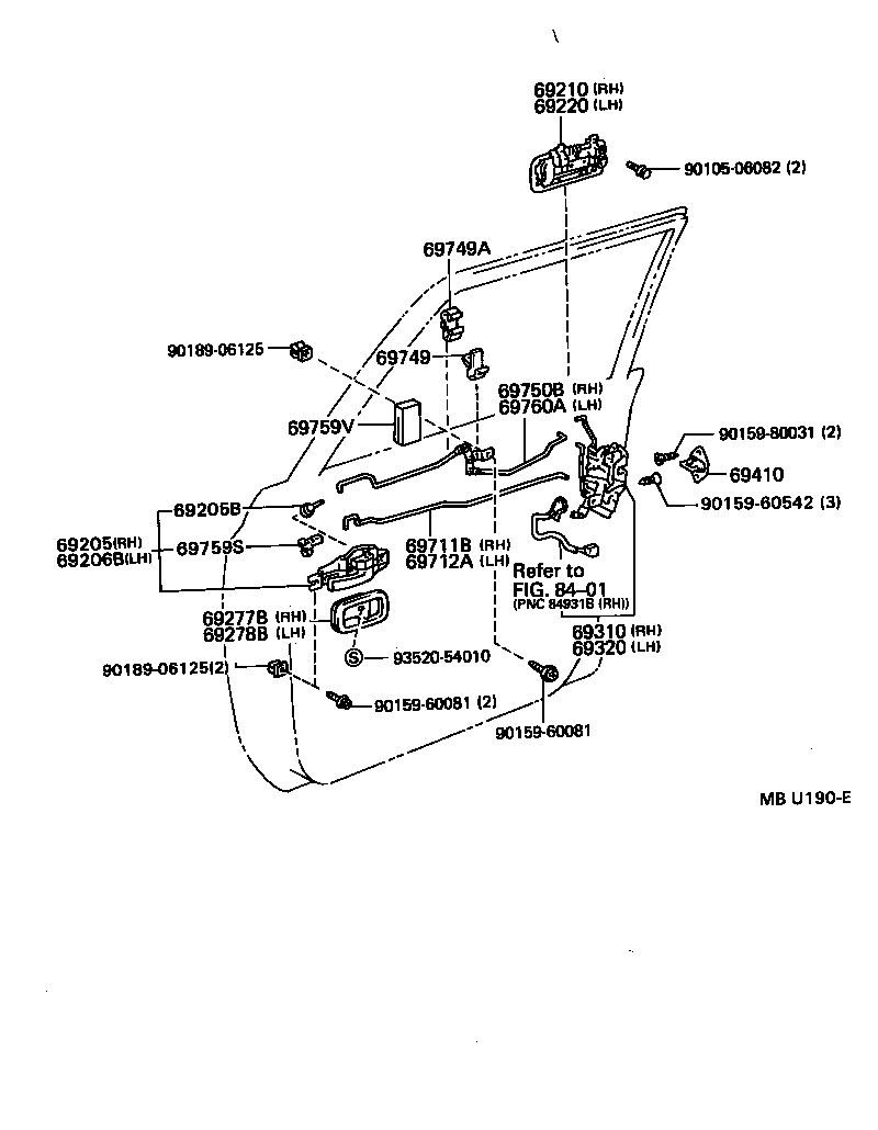69030-60010 LOCK ASSY, FRONT DOOR, RH product image