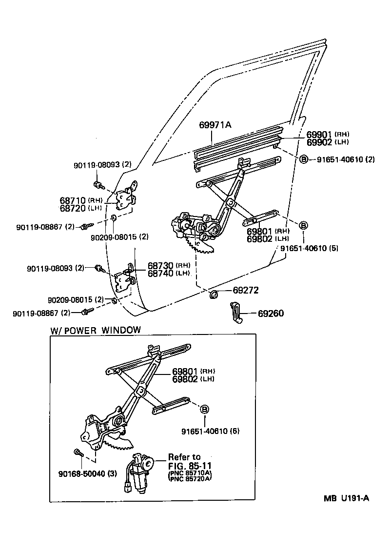 Toyota 68740-60010 HINGE ASSY, FRONT DOOR, LOWER LH