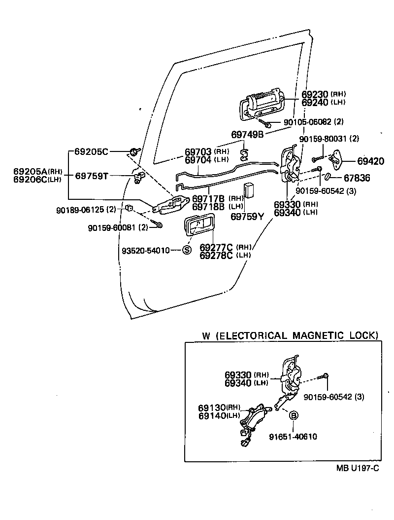 69230-60040 HANDLE ASSY, REAR DOOR OUTSIDE, RH product image