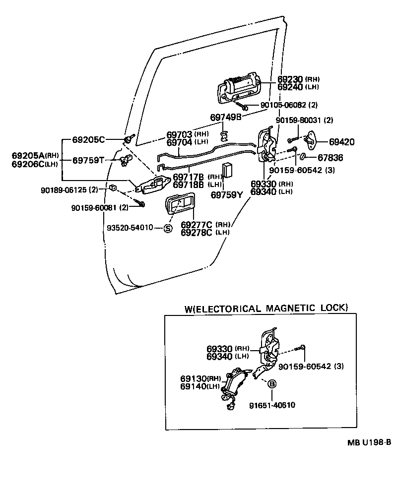 69340-60050 LOCK ASSY, REAR DOOR, LH product image