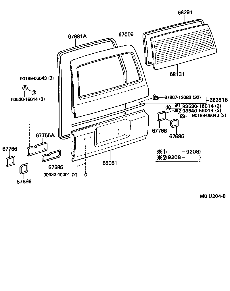 Toyota 67005-60120 PANEL SUB-ASSY, BACK DOOR