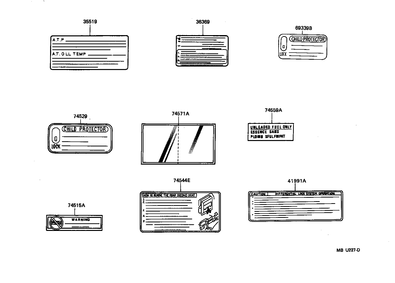 Toyota 36369-60110 LABEL, TRANSFER INFORMATION