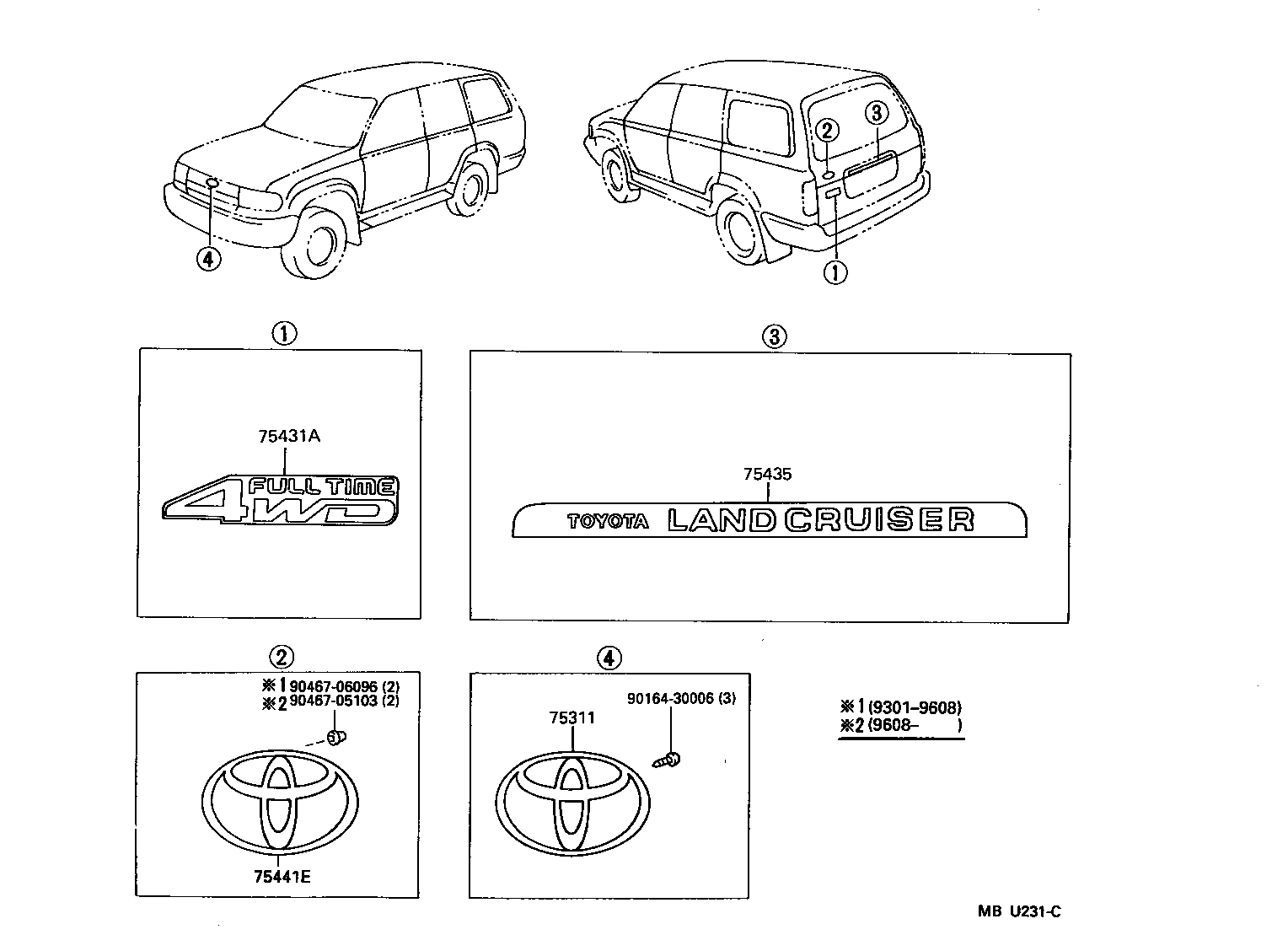 Toyota 75441-60420 PLATE, BACK DOOR NAME, NO.1