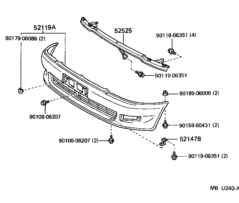 52147-18010 BRACKET, FRONT BUMPER MOUNTING product image