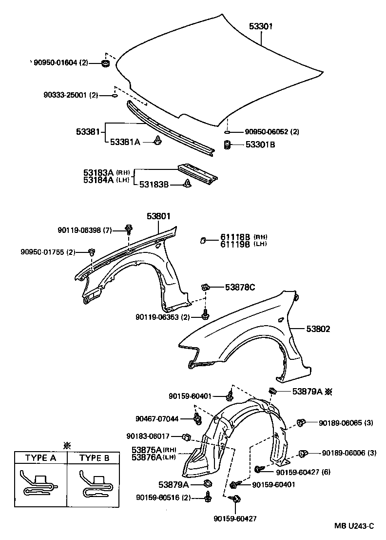 53801-18020 FENDER SUB-ASSY, FRONT RH product image