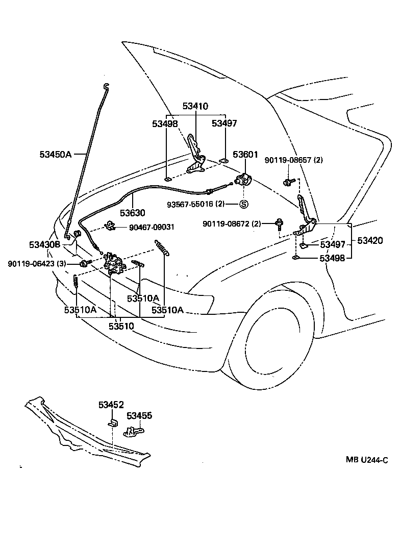 53630-18010 CABLE ASSY, HOOD LOCK CONTROL product image