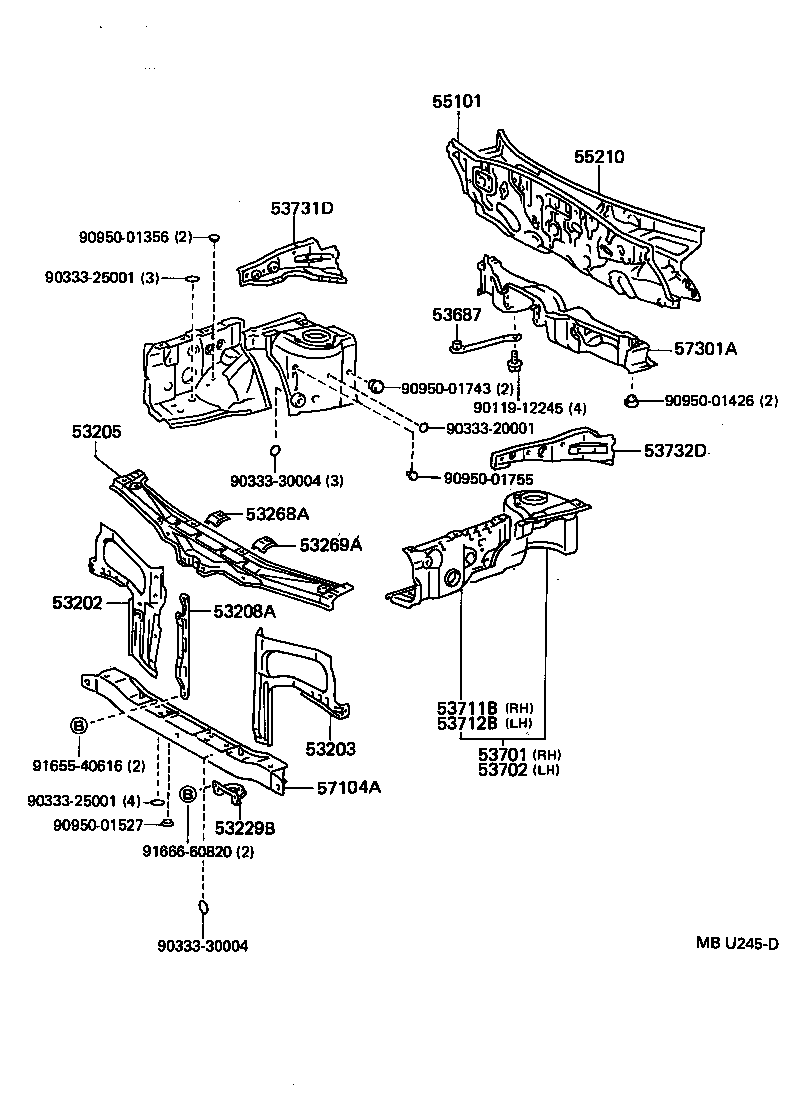 53701-18010 APRON SUB-ASSY, FRONT FENDER, RH product image