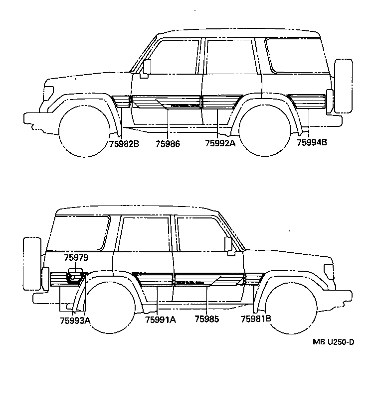75974-60030 STRIPE, SIDE, LH NO.2(FOR LOWER) product image