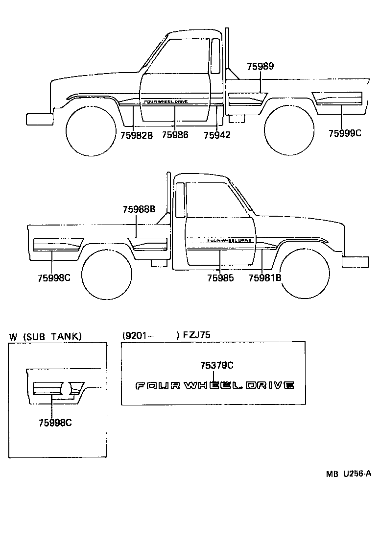 75974-60060 STRIPE, SIDE, LH NO.2(FOR LOWER) product image