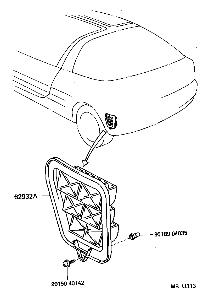 62940-18010 DUCT, QUARTER VENT, LH product image
